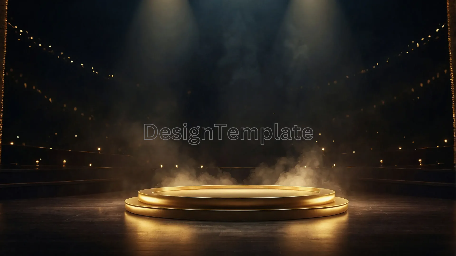 Golden Circular Podium on Dark Background Photo image
